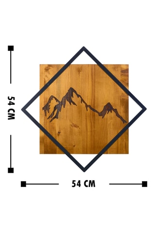 Décoration murale Mountain 2 en bois - Noir et marron - 54 x 54 cm