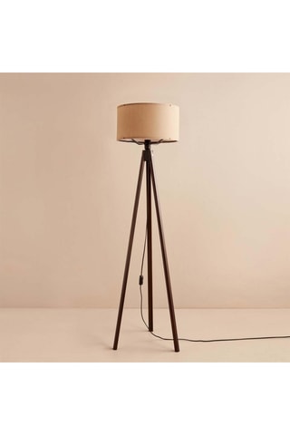 Houten Staanlamp - Naturel en Crèmekleurig - 60 W - 140 cm