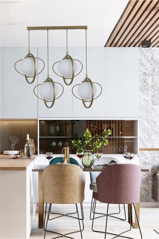 Hanglamp - Bronskleurig en Wit - 4 x 60 W