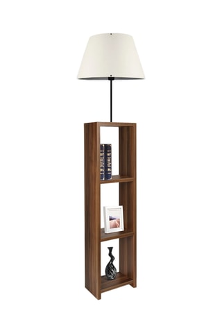 Candeeiro de pé de madeira -  Creme e natural - 60 W