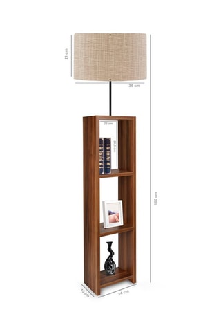 Candeeiro de pé-estante Ayd-2821 - Bege e imitação de madeira - 60 W