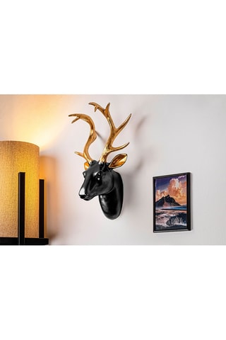 Wanddecoratie Bust of Deer 5 - 26 x 38 x 17 cm - Goudkleurig en Zwart