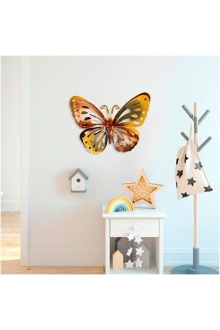 Wanddecoratie Farfalla - Goudkleurig en Bruin - 29 x 22 cm