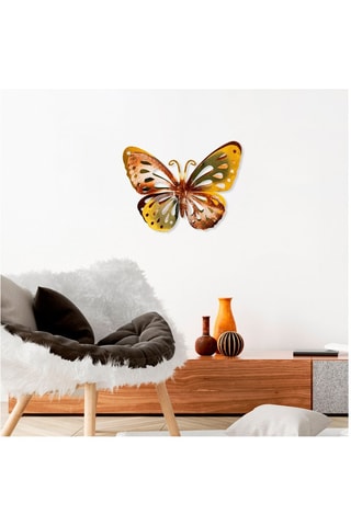 Wanddecoratie Farfalla - Goudkleurig en Bruin - 29 x 22 cm