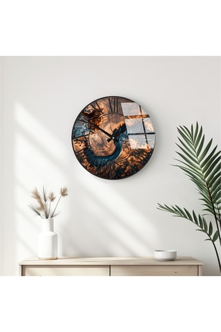 Klok - 40 cm - Bruin en Donkerblauw