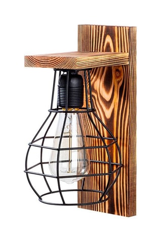 Wandlamp Erebos - Naturel - 100 W - Van hout