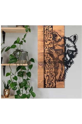 Décoration murale Folivora - Noir et naturel - En bois - 37 x 57,5 cm