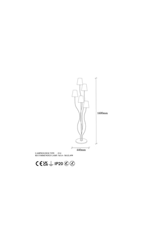 Staanlamp Bonibon - Zwart en Bruin - 5 x 40 W - 160 cm
