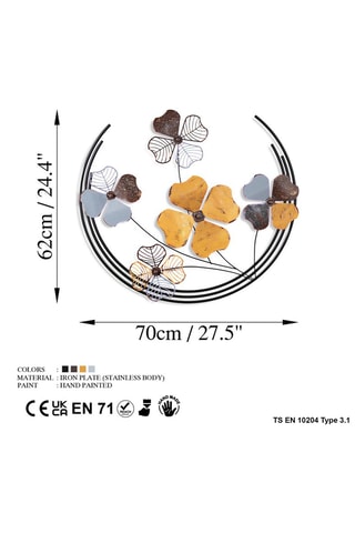 Wanddecoratie Haiyang 2 - Bruin en Geel - 70 x 62 x 4 cm