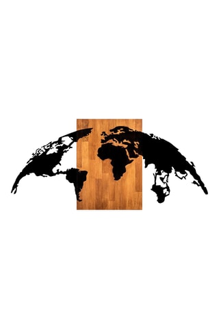 Décoration murale World Map - 150 x 70 cm - Noir et naturel