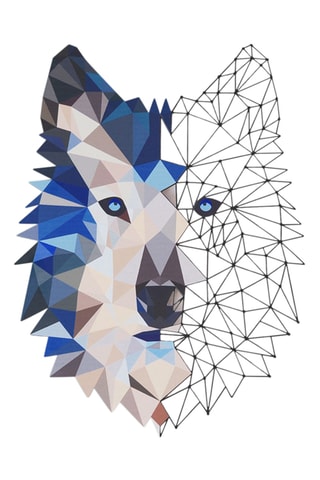 Wanddecoratie Metal Wolf Art  35 x 48 cm - Zwart en Blauw