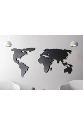 Décoration murale World Map Silhouette - 60 x 120 cm - Noir