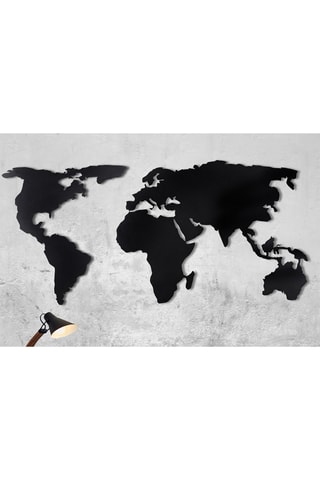 Décoration murale World Map Silhouette - 60 x 120 cm - Noir