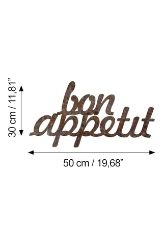 Wanddecoratie Rusty Bon Appetit - Messing met Vintage Look - 30 x 50 cm