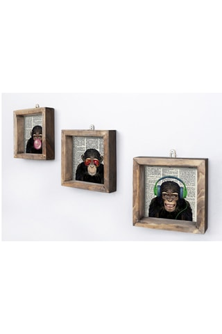 3-delige Grenenhouten Wanddecoratie - 15 x 15 cm - Uv-print
