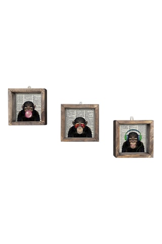 3-delige Grenenhouten Wanddecoratie - 15 x 15 cm - Uv-print
