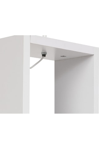 Candeeiro de pé - Branco - 60 W - 140 cm - Estante em madeira