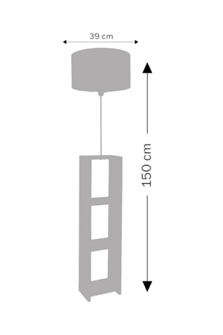 Candeeiro de pé - Branco - 60 W - 140 cm - Estante em madeira