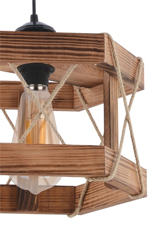 Houten Hanglamp - Naturel en Zwart - 45 - 60 W