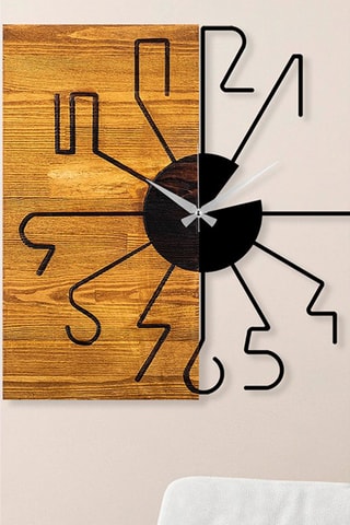 Horloge - Noir et naturel - 58 cm