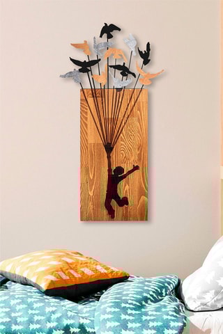 Décoration murale en bois - Naturel et noir - 45 x 85 cm