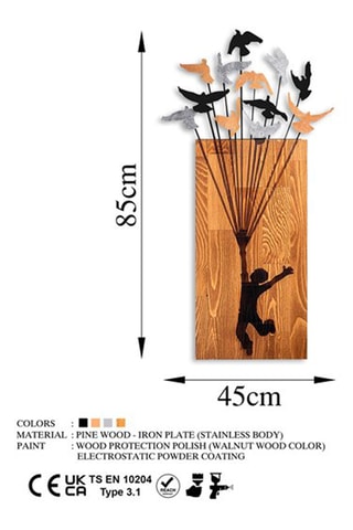 Décoration murale en bois - Naturel et noir - 45 x 85 cm