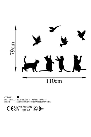 Décoration murale Birds Playing With Cats - 110 x 79 cm - Noir
