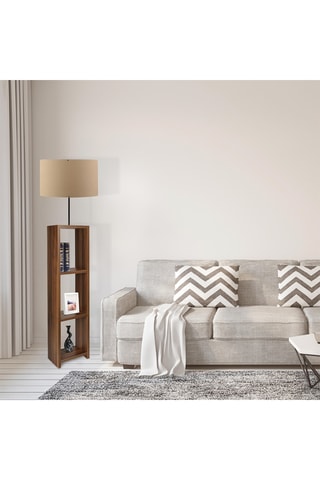Staanlamp met Wandplank Ayd - Naturel en Bruin - 60 W - 150 cm