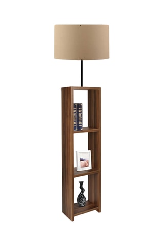 Staanlamp met Wandplank Ayd - Naturel en Bruin - 60 W - 150 cm