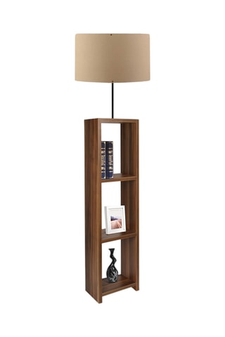 Staanlamp met Wandplank Ayd - Naturel en Bruin - 60 W - 150 cm