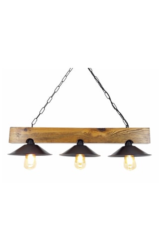 Hanglamp Üç Sapka - Naturel en Zwart - Grenenhout - 3 x 60 W