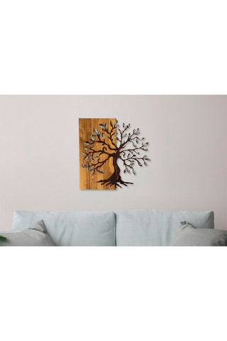 Décoration murale en bois Agac - Naturel et noir - 58 x 58 cm