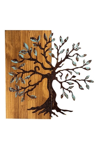 Décoration murale en bois Agac - Naturel et noir - 58 x 58 cm