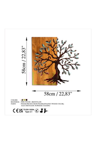 Décoration murale en bois Agac - Naturel et noir - 58 x 58 cm