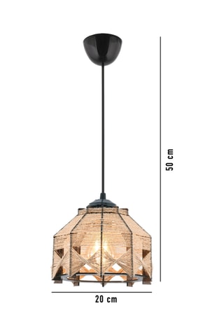Houten Hanglamp Jutta Jute - Zwart en Camel - 45 - 60 W