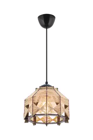 Houten Hanglamp Jutta Jute - Zwart en Camel - 45 - 60 W