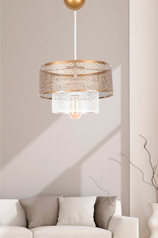 Hanglamp - Goudkleurig en Wit - 60 W