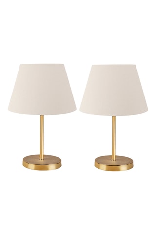 2 Tafellampen Ayd - Beige en Goudkleurig - 60 W