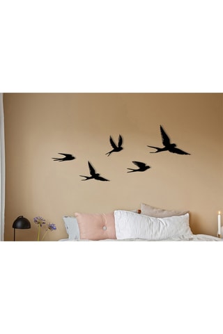 Décoration murale 5 oiseaux - 33 x 22,5 cm - 13,5 x 17 cm - 16 x 10 cm - 23,5 x 15,5 cm - 17 x 10 cm - Noir