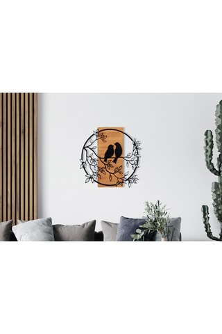 Houten Wanddecoratie Birds in Love 1 - 59,5 x 58,5 cm - Naturel