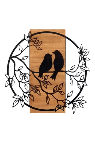 Houten Wanddecoratie Birds in Love 1 - 59,5 x 58,5 cm - Naturel