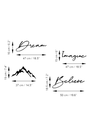 Décorations murales Dream Imagine Belive - 47 x 16/47 x 15/37 x 19/50 x 18,5 cm