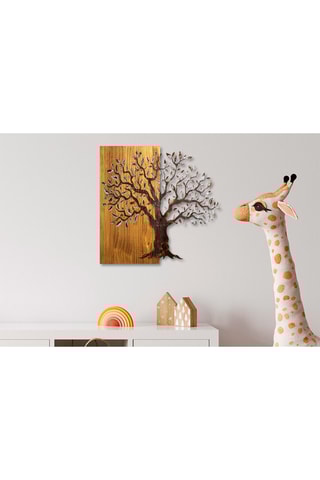 Décoration murale Arbre - Naturel et noir - En bois - 60 x 58 x 3 cm