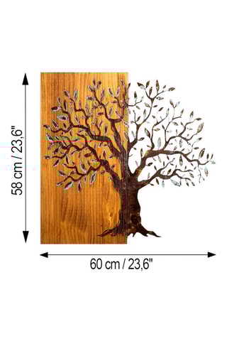 Décoration murale Arbre - Naturel et noir - En bois - 60 x 58 x 3 cm