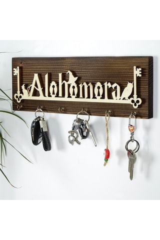 Porte-clés mural en bois - Naturel - 40 x 14 x 3 cm