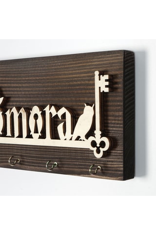 Porte-clés mural en bois - Naturel - 40 x 14 x 3 cm