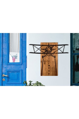 Décoration murale Avion - Naturel et noir - 68 x 58 cm