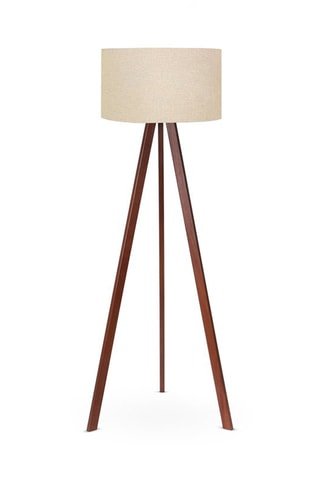 Staanlamp met Beukenhouten Wandplank Sorti 8743-4 - Naturel en Zwart - 60 W