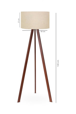Staanlamp met Beukenhouten Wandplank Sorti 8743-4 - Naturel en Zwart - 60 W