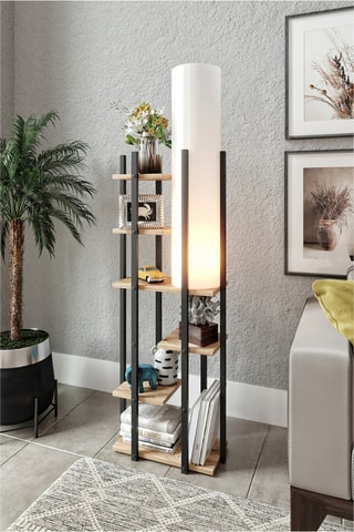 Staanlamp - Walnoothoutimitatie en Bruin - 60 W